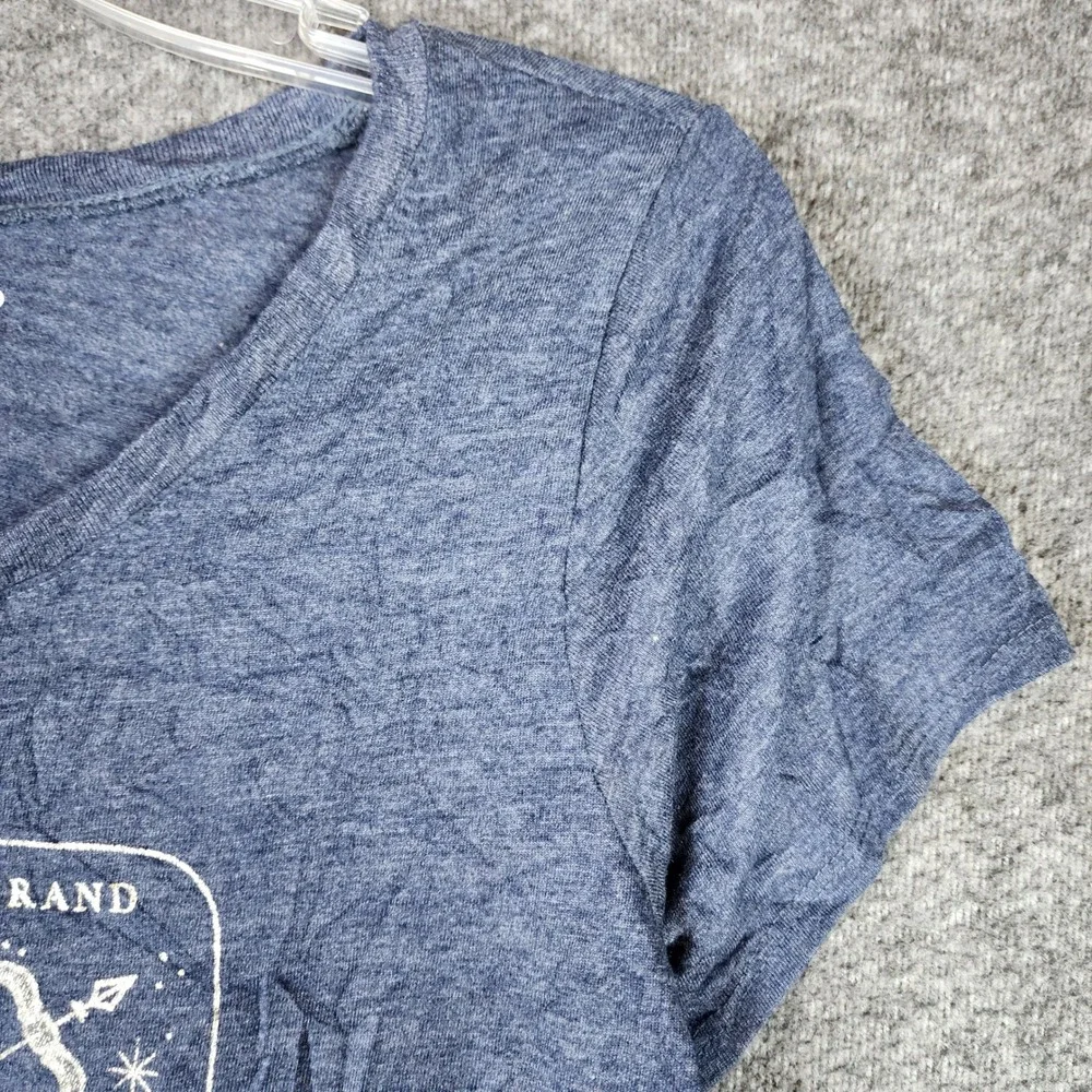 Lucky Brand Graphic Tee Womens S Ace Rose Playing Card Blue Short Sleeve EUC